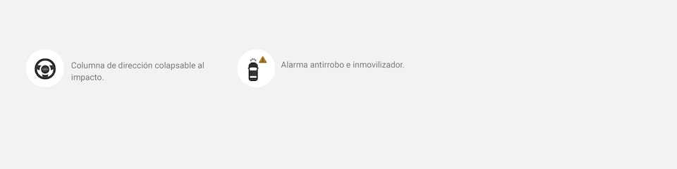 Íconos de seguridad para Onix 2024: columna de dirección colapsable al impacto y alarma antirrobo e inmovilizador